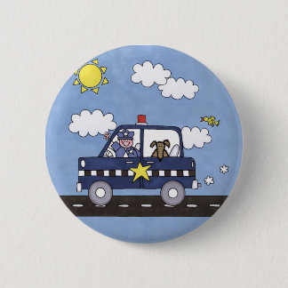 Police Car 6 Cm Round Badge
