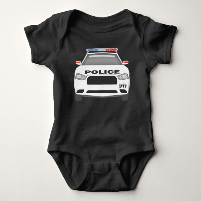 Police Car 911 Infant Boys and Girls Baby Bodysuit (Front)