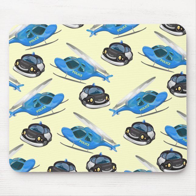 Police Car and helicopter Mouse Pad (Front)