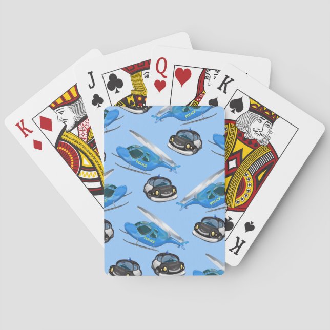 Police Car and helicopter Playing Cards (Back)