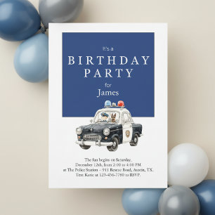 Police Car Birthday Invitation • Boy Party Invite