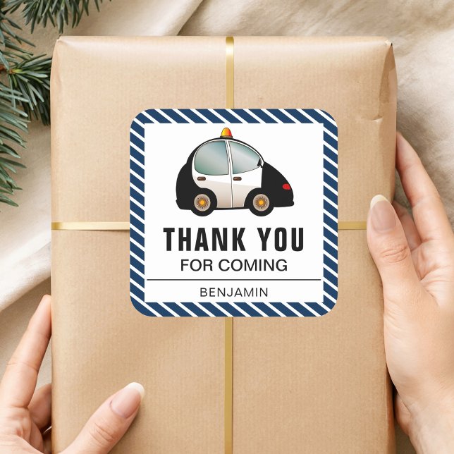 Police Car Birthday Party Favour Sticker (Creator Uploaded)