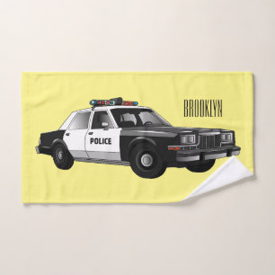 Police car cartoon illustration bath towel set