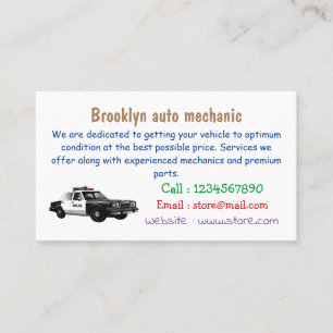 Police car cartoon illustration business card