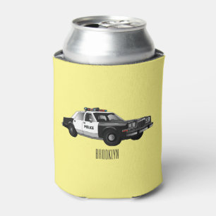 Police car cartoon illustration can cooler