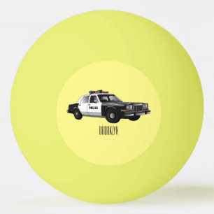Police car cartoon illustration ping pong ball