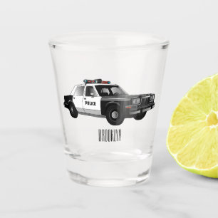 Police car cartoon illustration shot glass