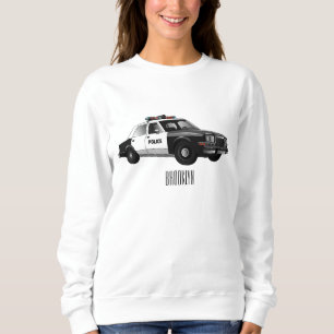 Police car cartoon illustration sweatshirt