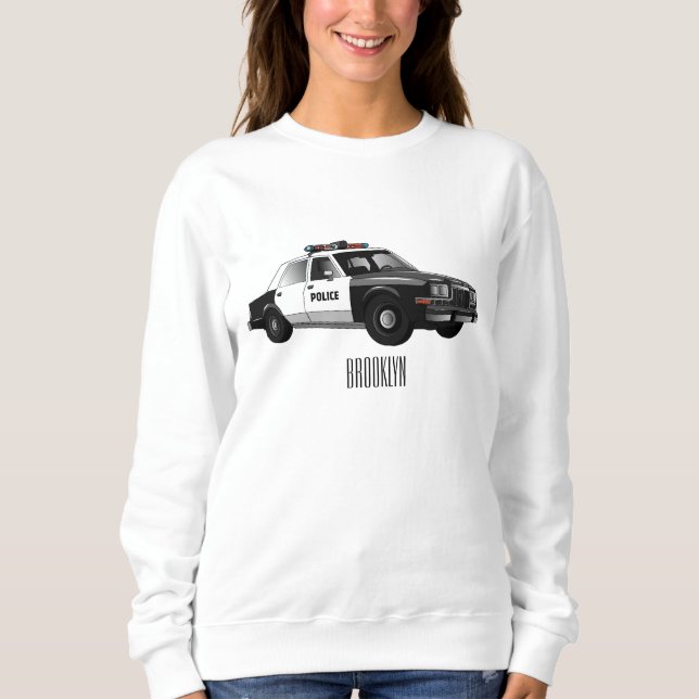 Police car cartoon illustration sweatshirt (Front)