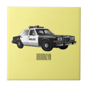 Police car cartoon illustration tile