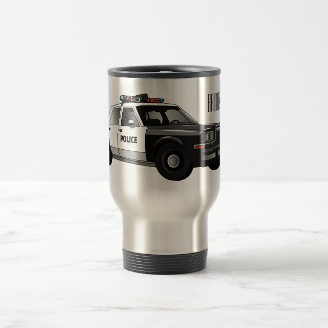 Police car cartoon illustration travel mug (Center)