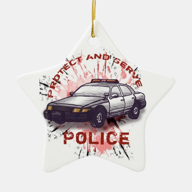 Police Car Ceramic Tree Decoration (Front)