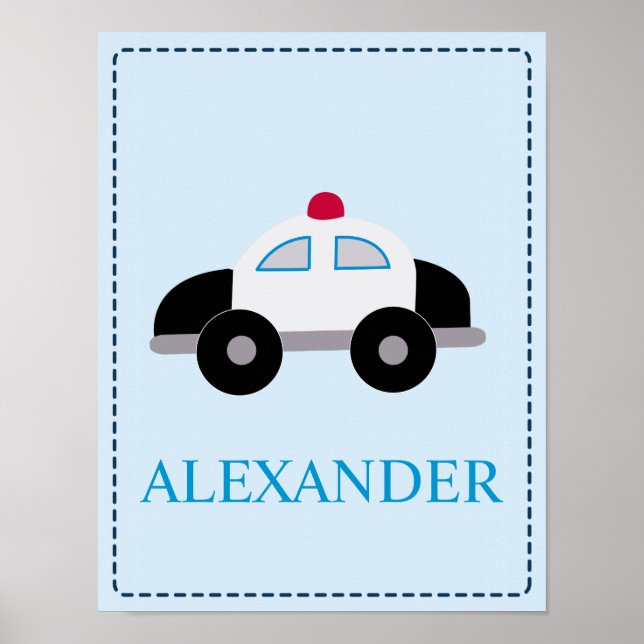 Police Car Cop Car Police Officer Baby Nursery Poster (Front)