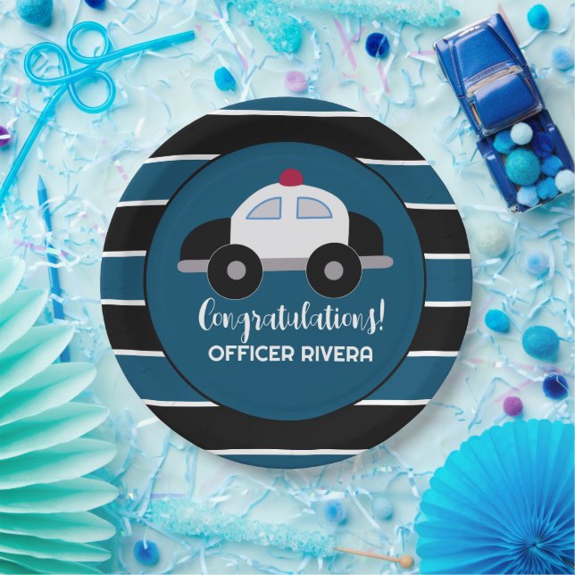 Police Car Cop Law Enforcement Police Officer  Paper Plate (Party)