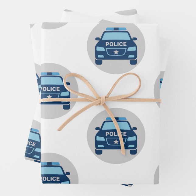 Police Car Front View Wrapping Paper (In situ)
