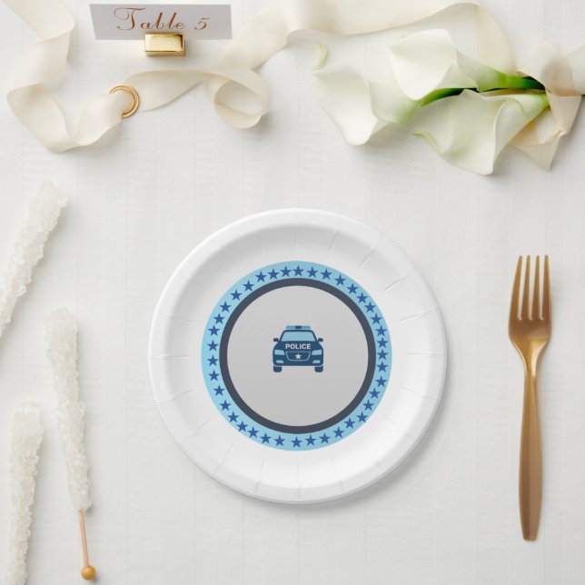 Police Car  Paper Plate (Wedding)