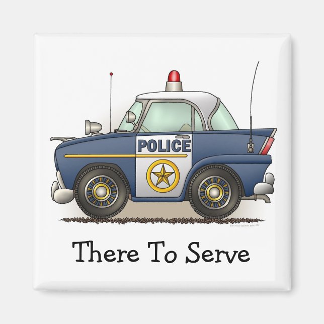 Police Car Police Crusier Cop Car Square Magnet (Front)