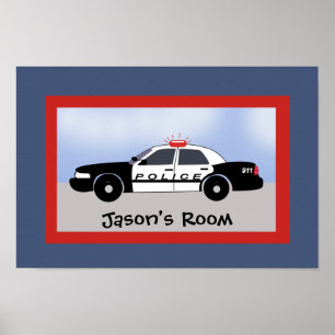 Police Car Rescue Vehicle Kids Room Print custom