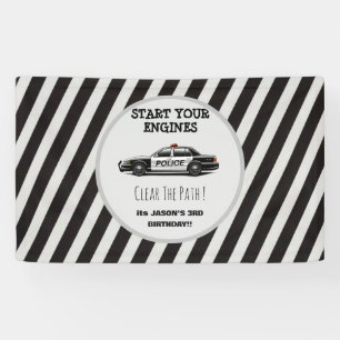 Police Car Siren Boys Blue Birthday Party Banner