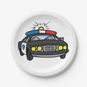 Police Car with Flashing Siren Lights Paper Plate