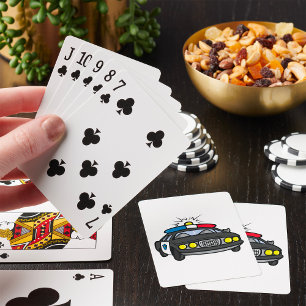Police Car with Flashing Siren Lights Playing Cards