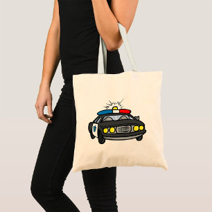 Police Car with Flashing Siren Lights Tote Bag