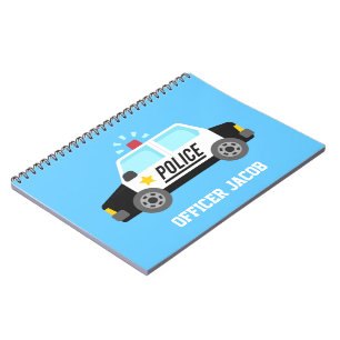 Police Car with Siren Officer Kid Personalized Spiral Notebook