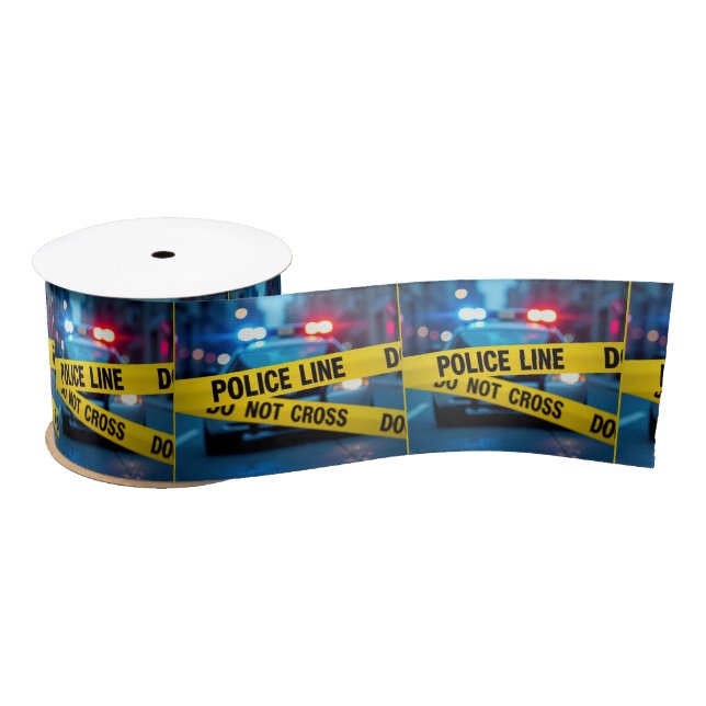 Police Car With Yellow Tape Satin Ribbon (Spool)