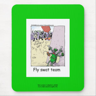 Police Cartoon Fly Swat Team On Quality Mouse Pad
