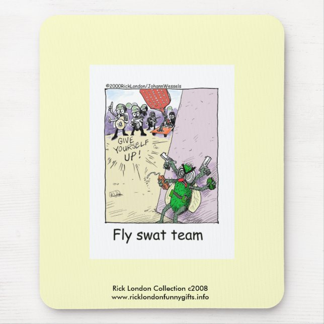Police Cartoon Fly Swat Team On Quality Mouse Pad (Front)