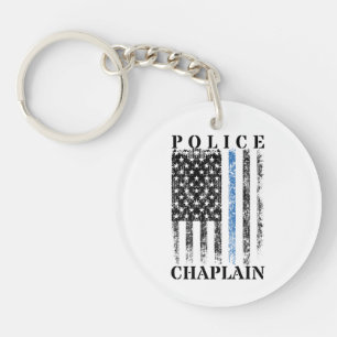 Police Chaplain American USA Flag Key Ring