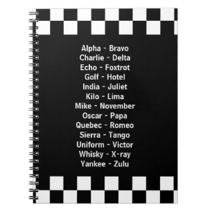 Police Chequerboard Design Phonetic Alphabet Notebook