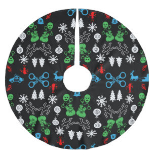 Police Christmas Decorative Brushed Polyester Tree Skirt