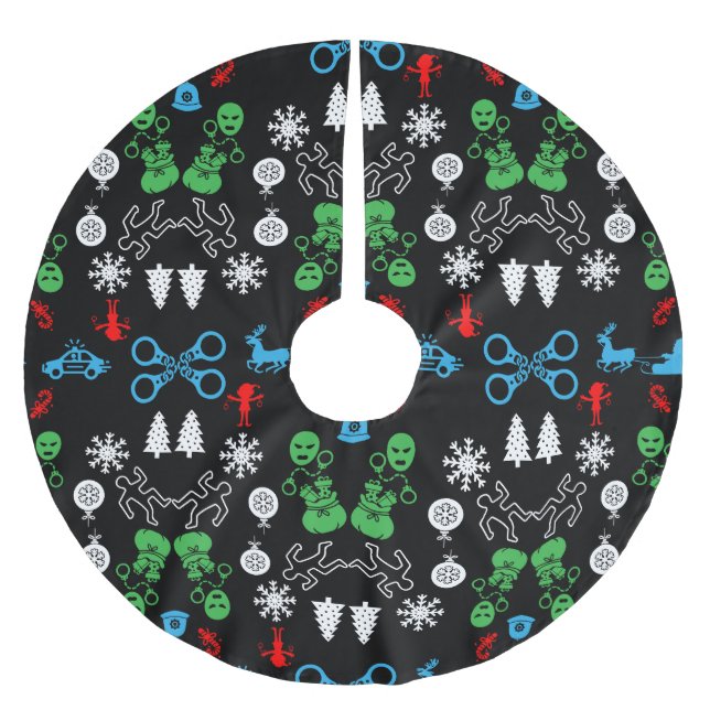 Police Christmas Decorative Brushed Polyester Tree Skirt (Front)