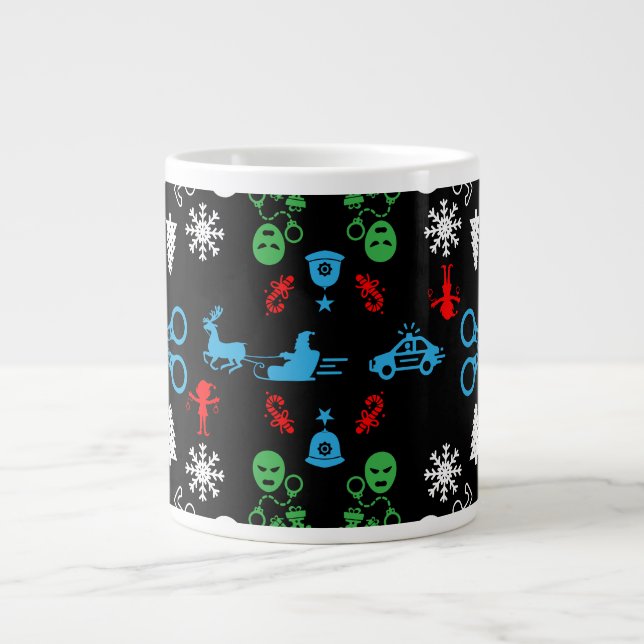 Police Christmas Decorative Large Coffee Mug (Front)