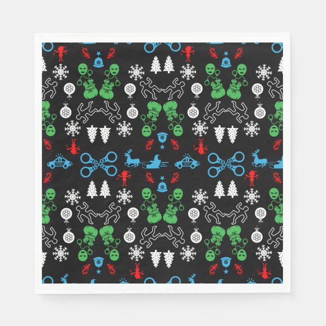 Police Christmas Decorative Napkin (Front)