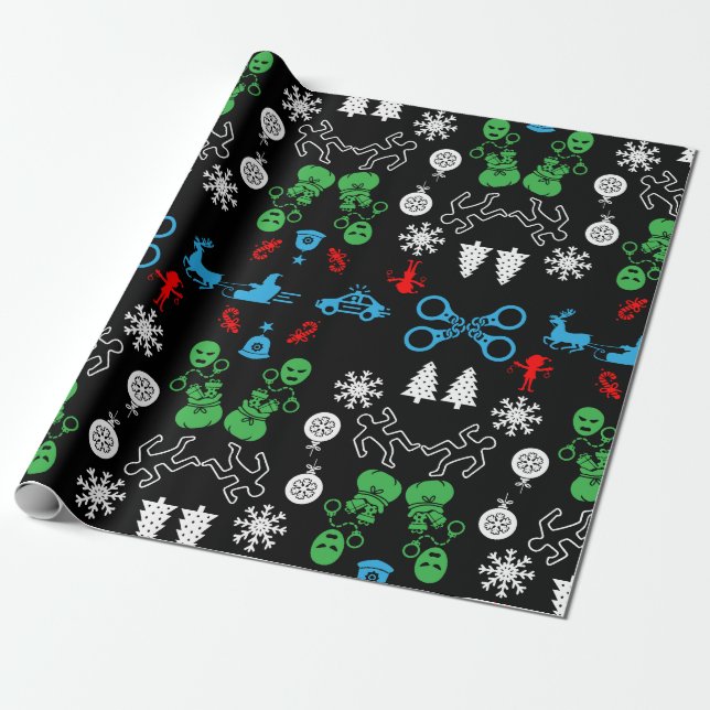 Police Christmas Decorative Wrapping Paper (Unrolled)