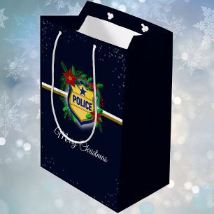 Police Christmas Elegant Holiday Party Medium Gift Bag