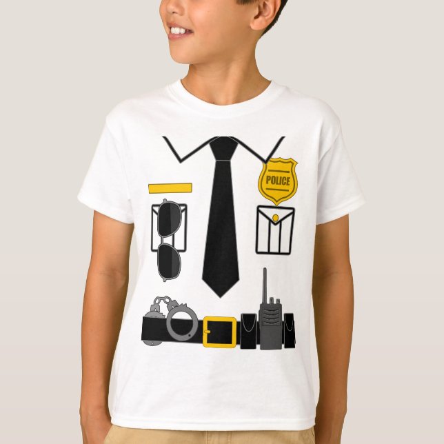 Police Costume For & Adults Halloween Police Offic T-Shirt (Front)