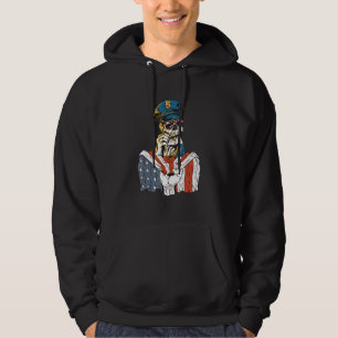 Police costume skaleton with American Flag Hoodie