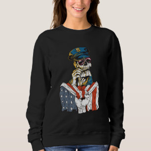 Police costume skaleton with American Flag Sweatshirt