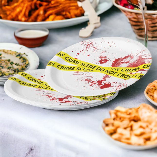 Police Crime Scene Tape  Paper Plate (Police Crime Scene Tape paper plates with blood splatters from Ricaso)