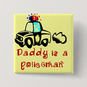 Police Cruiser Daddy Policeman Tshirts and Gifts 15 Cm Square Badge