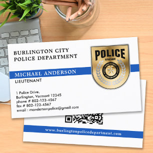 Police Department Custom Law Enforcement Blue Logo Business Card