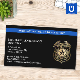 Police Department Custom Logo Blue Law Enforcement Magnetic Business Card