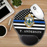 Police Department Custom Logo Law Enforcement  Gel Mouse Pad<br><div class="desc">Thin Blue Line Police Department Mouse Pad - American flag in Police Flag colours, modern black and blue design . Customise with your department logo, and personalise with police officers name. This personalised law enforcement mouse pad is perfect for police departments and law enforcement . COPYRIGHT © 2020 Judy Burrows,...</div>
