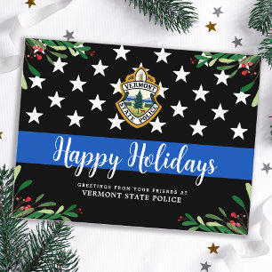 Police Department Custom Logo Thin Blue Line Holiday Postcard