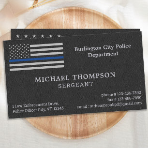 Police Department Faux Leather Law Enforcement Business Card