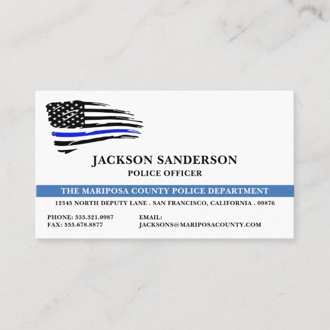 Police Department Flag Law Enforcement Officer Business Card (Front)