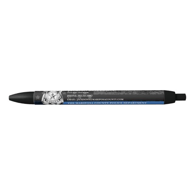 Police Department Law Enforcement Officer Logo Black Ink Pen (Front)